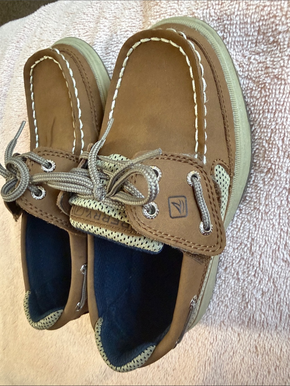 Sperry Kids Tan/Brown Moccasin Boat Shoes